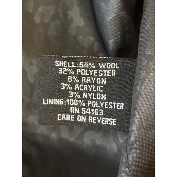 VINTAGE GUESS Wool Blend Belted Black Dress Coat Size Medium (5477) - Picture 6 of 9